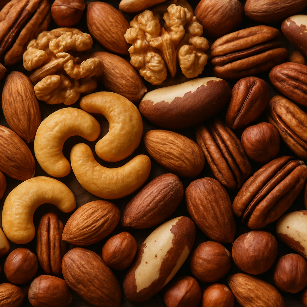 mixed nuts in a pile