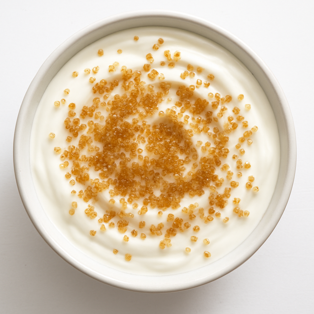yogurt with brown sugar sprinkles on top